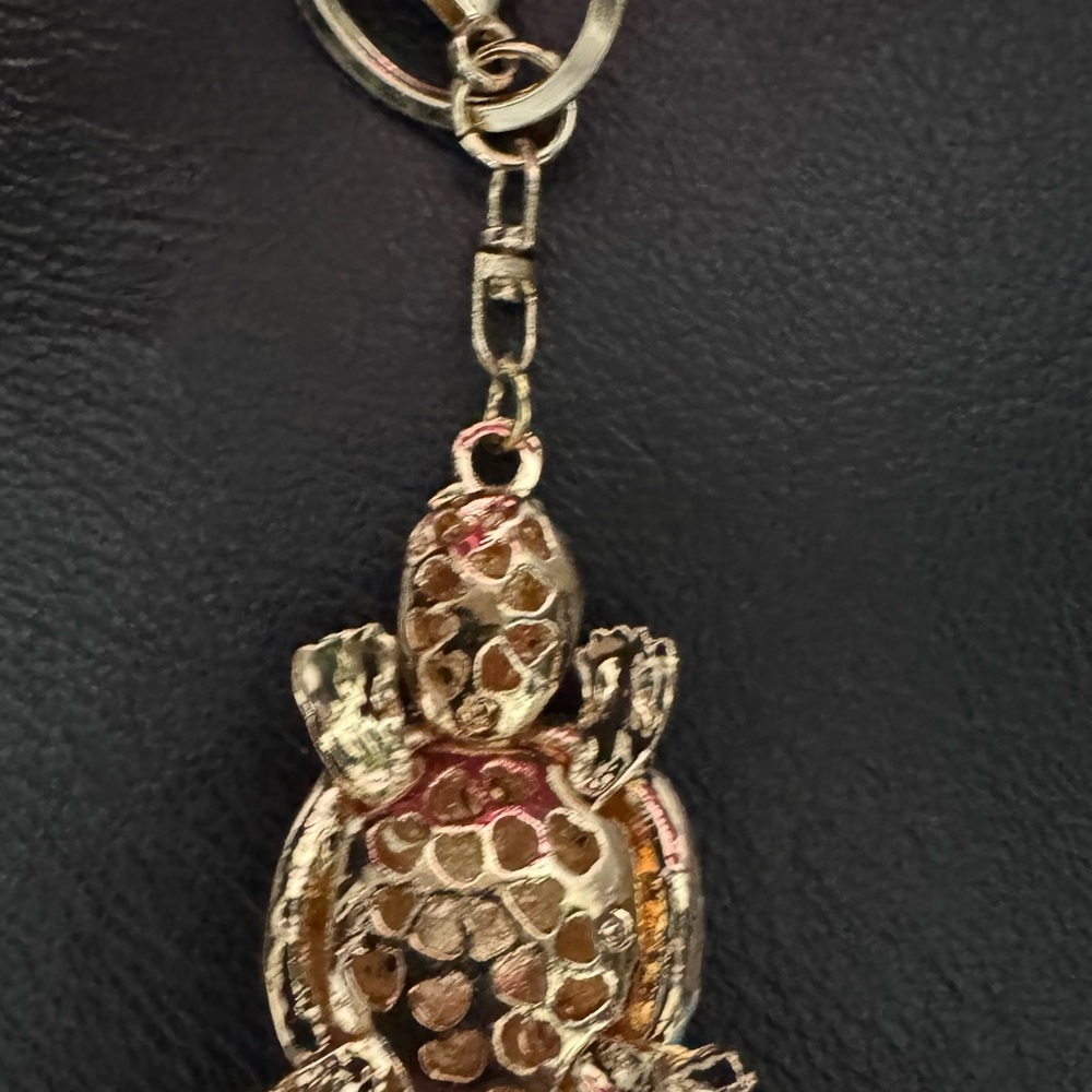 Gold and Blue Turtle Rhinestone Bag Charm - Picture 3 of 3